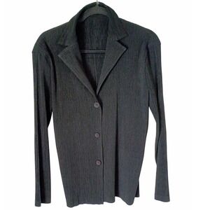 Issey Miyake Pleats Please Pleated Blazer Jacket Black Size 4 Med - Large